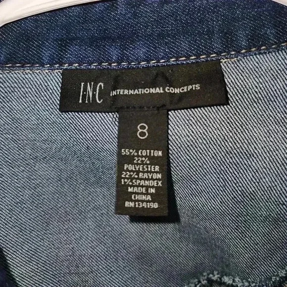 Denim Dress Button Down Long Sleeve Dark Wash Casual Shirt Dress - Picture 5 of 9